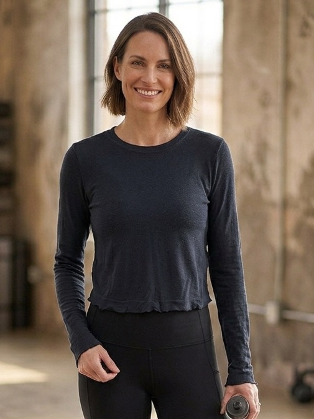 FP Movement by Free People | Black Long Sleeve Cropped Tee | Sz XS/S